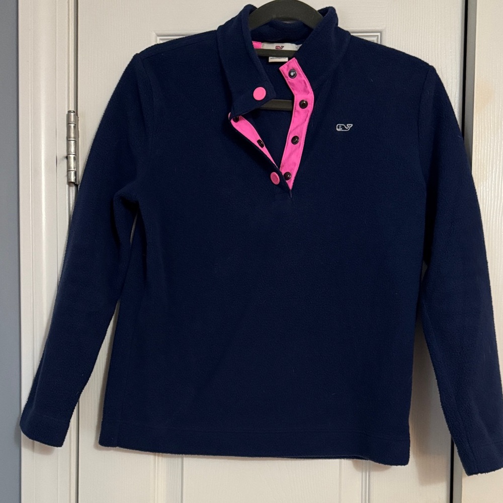 Vineyard Vines Navy Fleece with Pink Trim